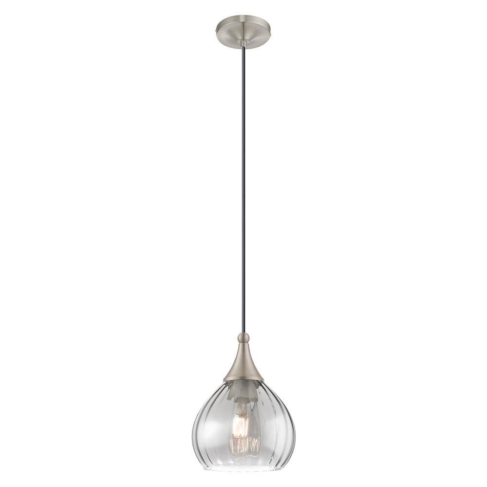 Mini Brushed Nickel LED Pendant with Smoke Glass - Indoor/Outdoor