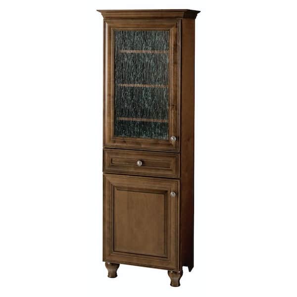 Home Decorators Collection Templin 24 in. W x 17 in. D x 70 in. H Brown Freestanding Linen Cabinet