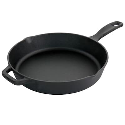 Chef Emeril Heavy Duty Cast Iron Skillet 12 Inch Double Spout Fry Pan  SEASONED