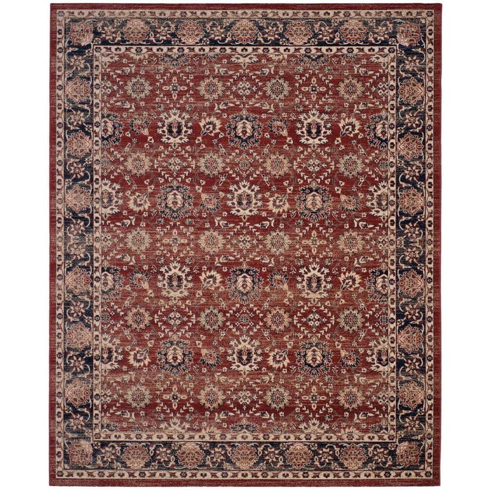 Handmade Ivory and Rust Rectangular 8' x 10' Synthetic Rug