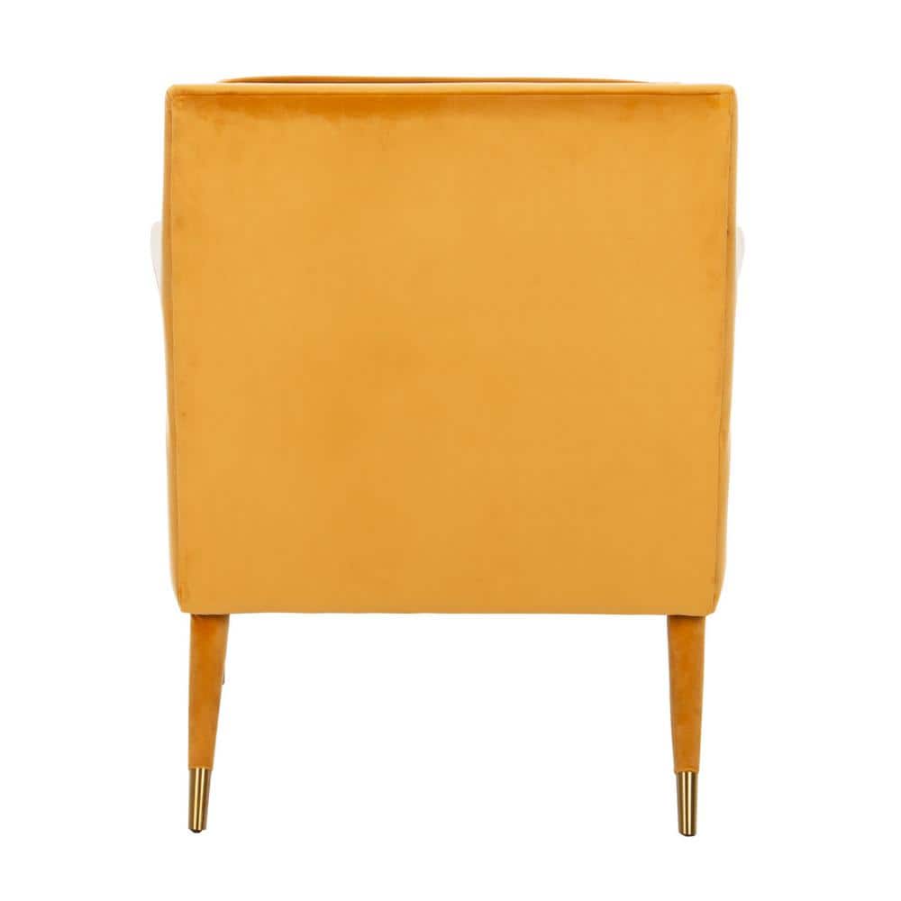 Marigold Velvet Transitional Accent Chair with Gold Leg Caps