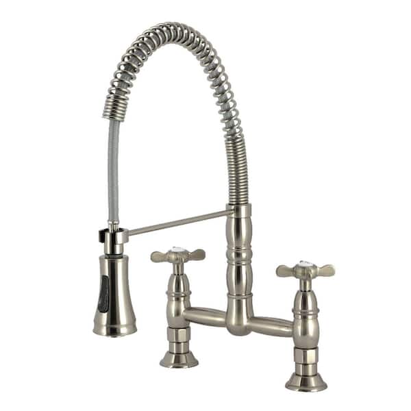 Essex 2-Handle Deck Mount Standard Kitchen Faucet in Brushed Nickel