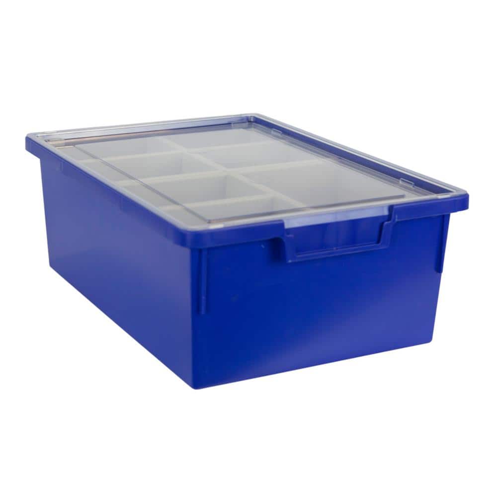 Certwood Slim Line Double Depth 6 Tote Tray/ Divider & Lid Kit, Primary Blue - CE1952PB-NK0301-1