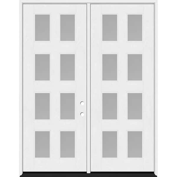 Steves & Sons Regency 72 in. x 96 in. 8L Modern Clear Glass LHIS Unfinished Fiberglass Double Prehung Front Door w/ 4in. Jamb