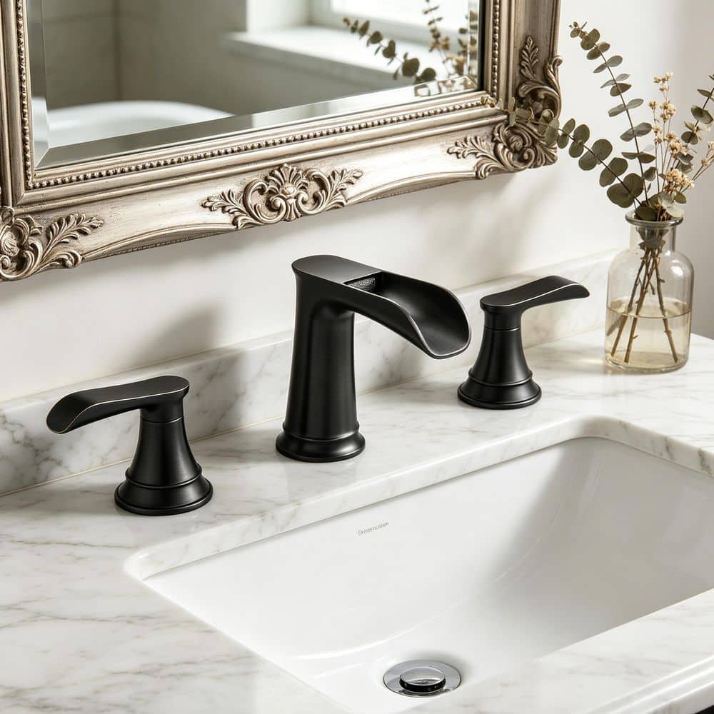8 in. Widespread Double Lever Handle Bathroom Sink Faucet for 3 Hole with Pop Up Drain in Oil-Rubbed Bronze price history on PriceWatchPro