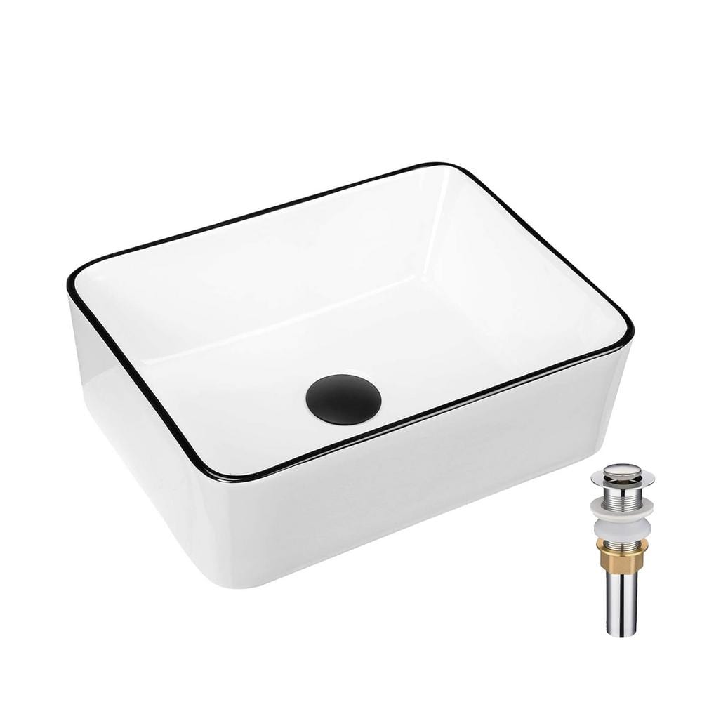 Logmey 16 in. x 12 in. Rectangular Vessel Sink Bowl Modern Bathroom