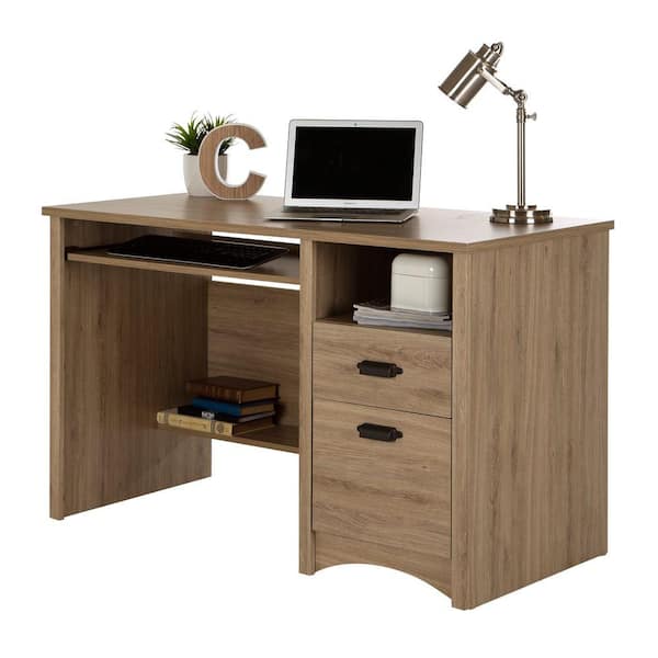 South Shore 47.5 in. Rustic Oak Rectangular 2 -Drawer Computer