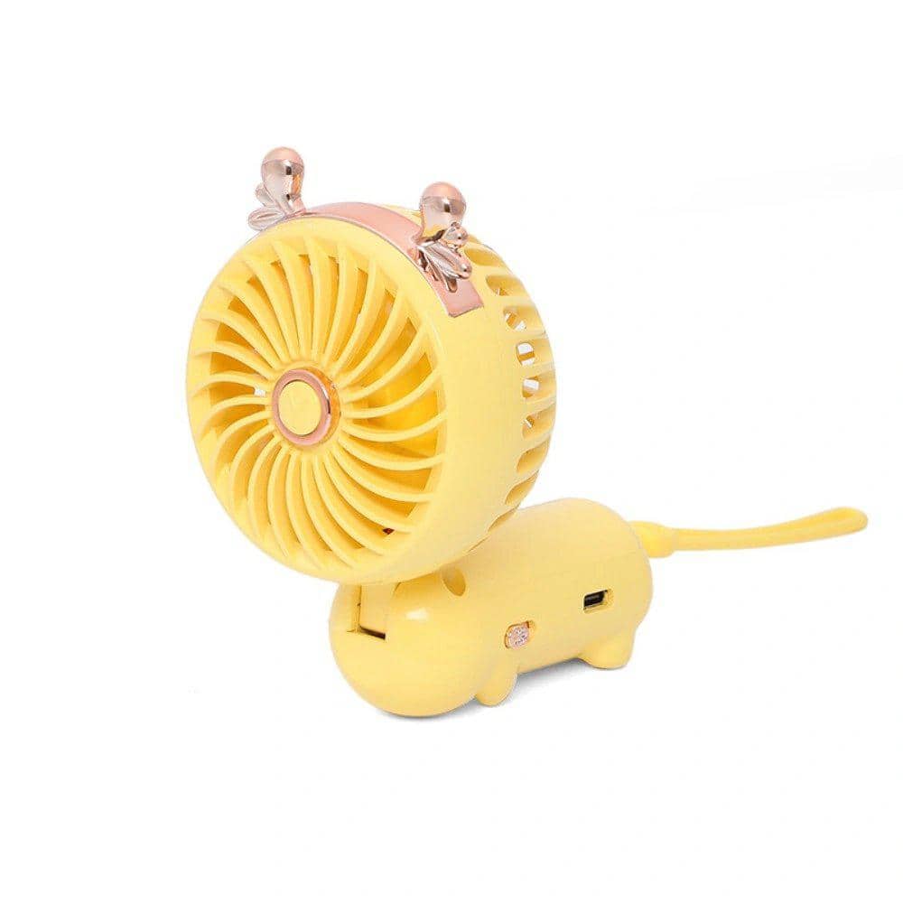 Portable Handheld 300 mAh Battery USB Rechargeable 7 in. 3 Fan Speeds Foldable Desk Fan in Yellow with Cat Ears & Quiet price history on PriceWatchPro