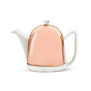 34 fl. oz. Spring White Cosy Manto Teapot with Copper Casing