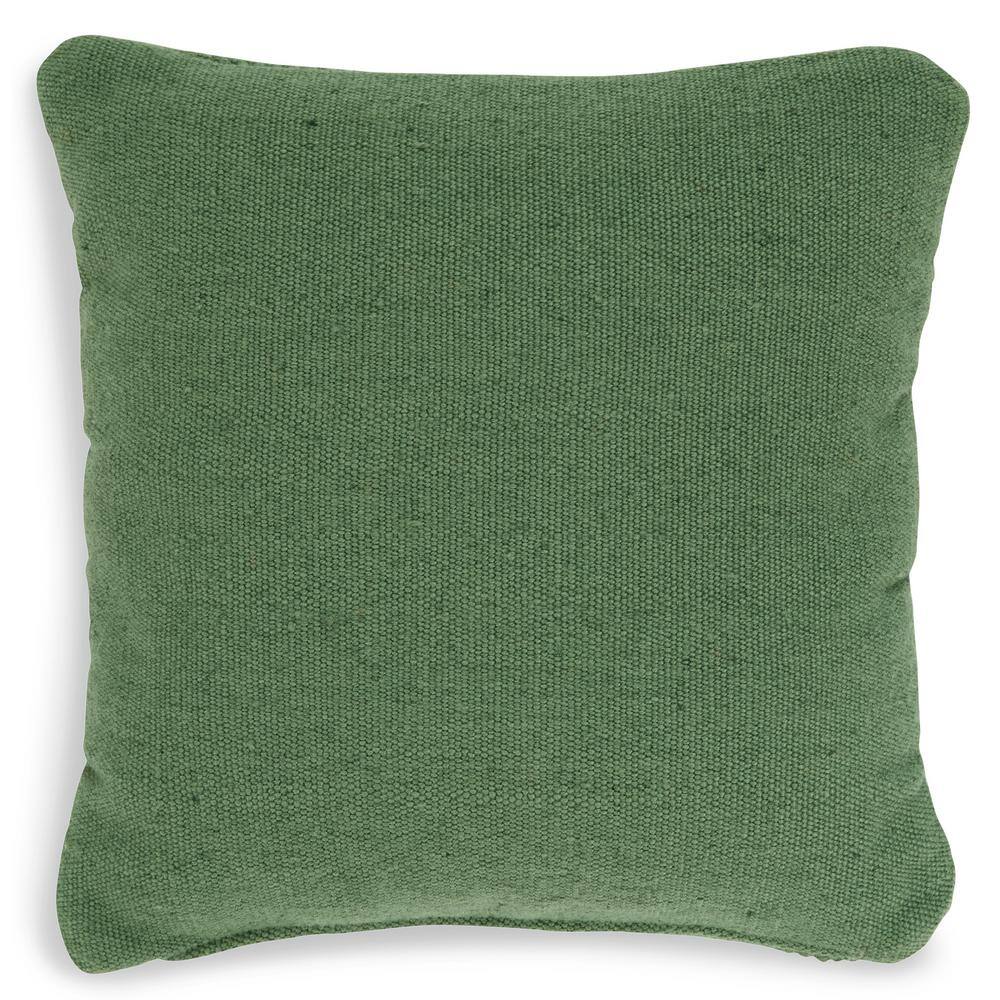 Green Handwoven Geometric 16" Square Indoor/Outdoor Pillow