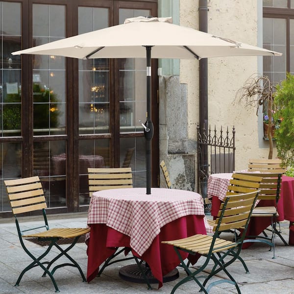 JOYESERY 7.5 ft. Outdoor Umbrellas Patio Market Table Outside Umbrellas Nonfading Canopy and Sturdy Ribs, Beige