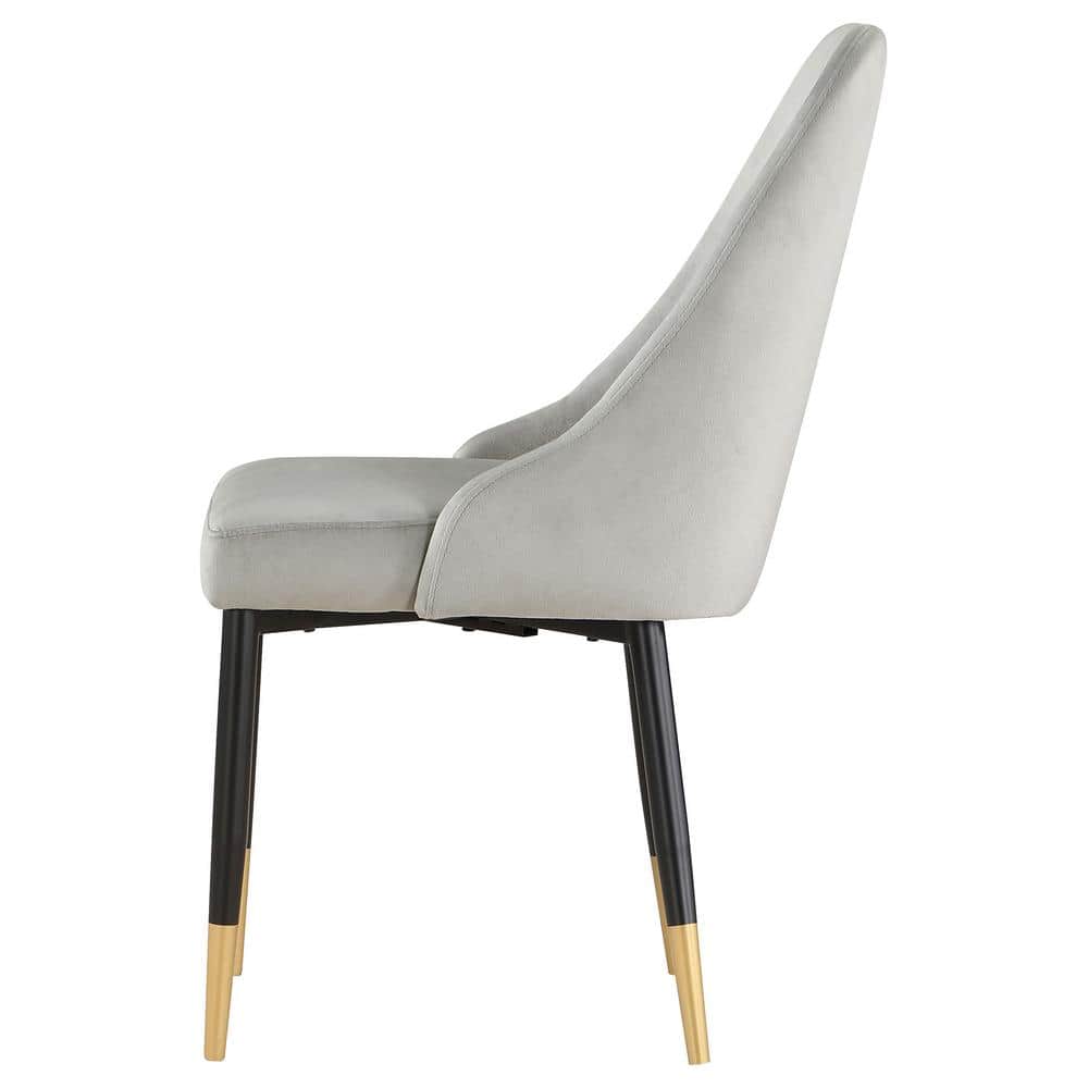 Gray Velvet Upholstered Side Chair with Metal Legs