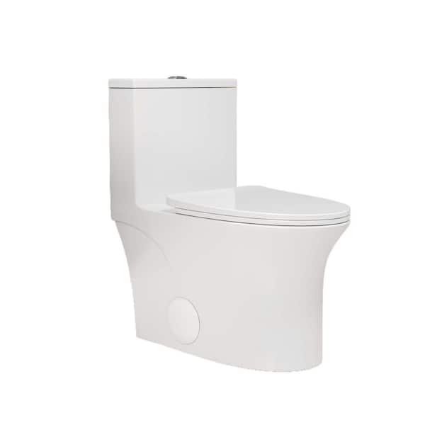 Standard Series 12 in. 1-Piece 1.1/1.6 GPF Dual Flush Elongated Toilet in Gloss White Seat Included