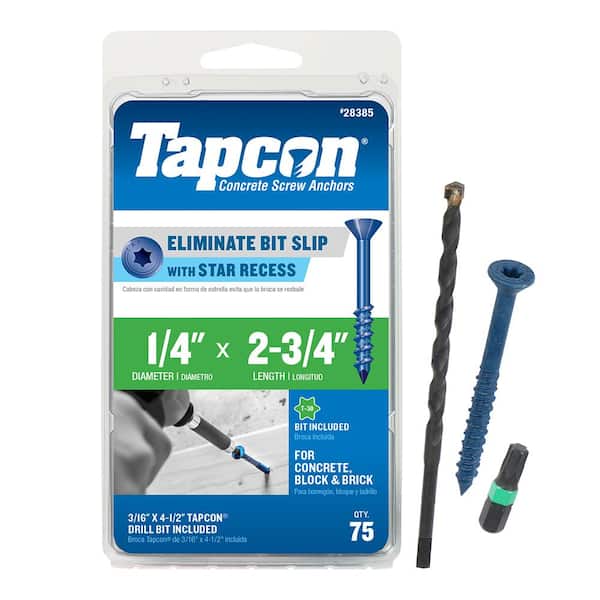 Tapcon 1/4 in. x 2-3/4 in. Star Flat-Head Concrete Anchors (75-Pack)