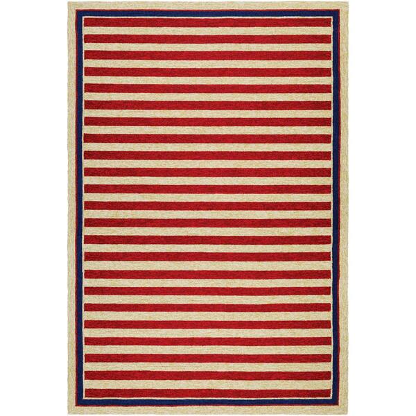 Couristan Covington Nautical Stripes Red-Navy 6 ft. x 8 ft. Indoor/Outdoor Area Rug