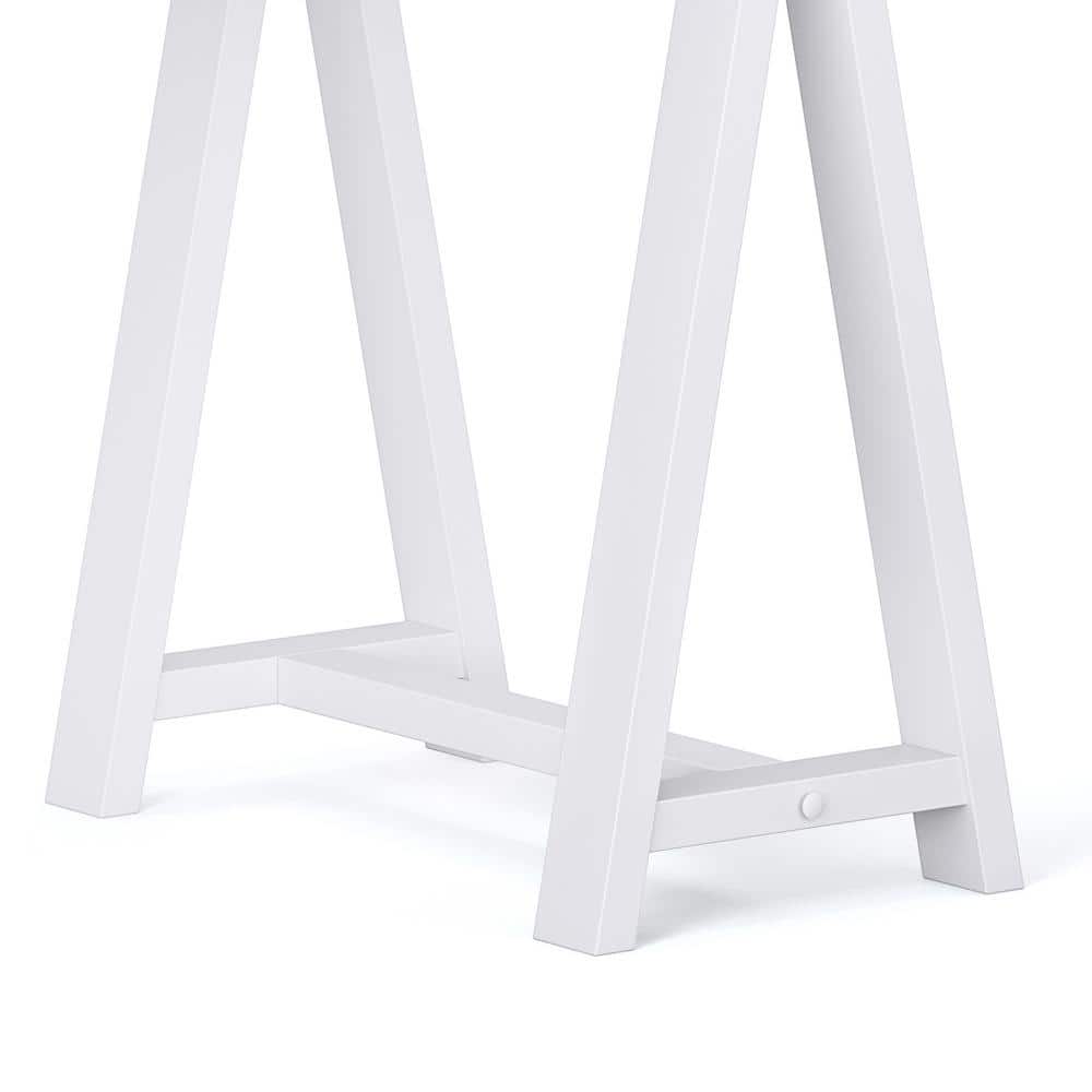 White Solid Wood Transitional Desk with Keyboard Tray