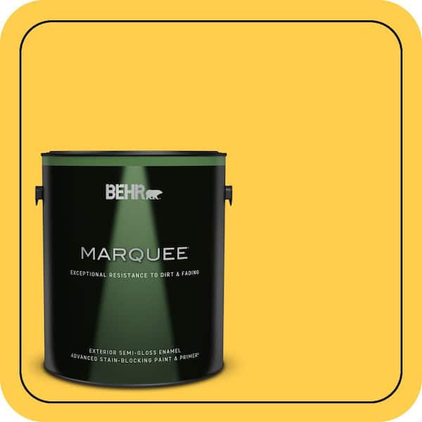 BEHR MARQUEE 1 gal. #340B-6 Pineapple Soda Semi-Gloss Enamel Exterior Paint & Primer