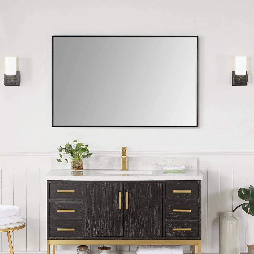 Elegant 48" Silver and Gold Aluminum Bathroom Vanity Mirror