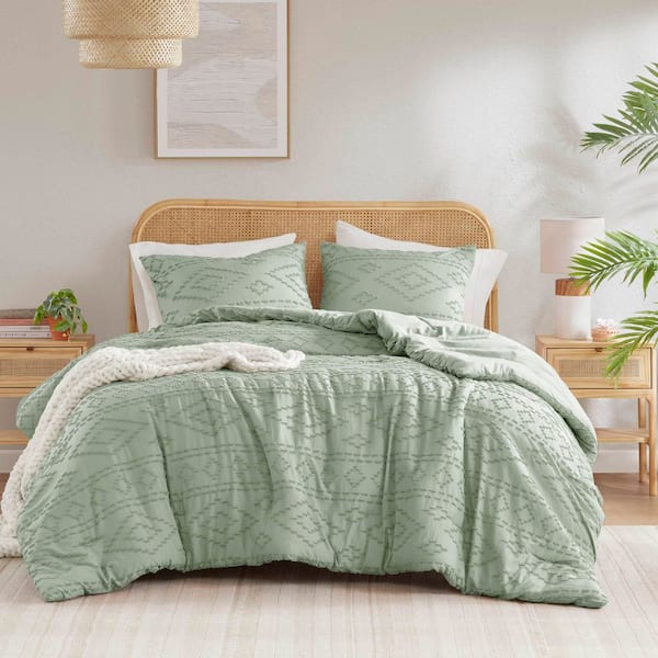 Gigi 3-Piece Sage Green Polyester Full/Queen Comforter Set