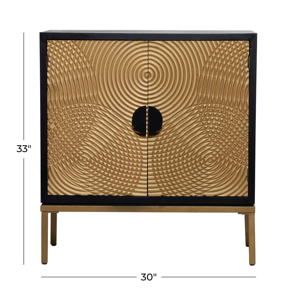 Black and Bronze Ripple Design 2-Door Cabinet