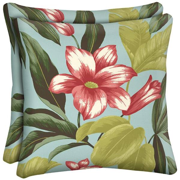 Hampton Bay Riviera Bloom Outdoor Throw Pillow (2-Pack)-DISCONTINUED