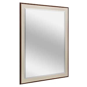 45.5 in. H x 35.5 in. W Rustic Textured Mat Lined Brown Rectangle Framed Beveled Glass Bathroom Vanity Wall Mirror