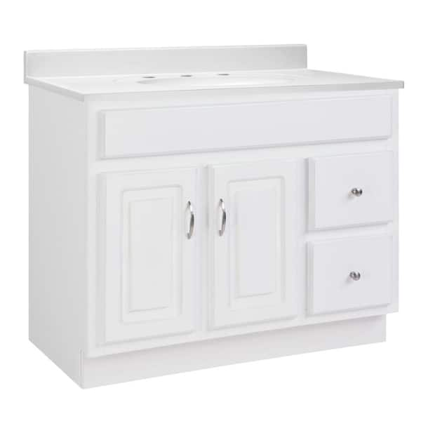 Concord 37 in. W Single Widespread Sink Bathroom Vanity in White with White Cultured Marble Top Assembled