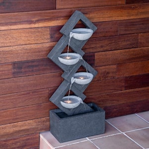 39 in. Tall Indoor/Outdoor Soothing 4-Tier Zen Fountain with LED Lights