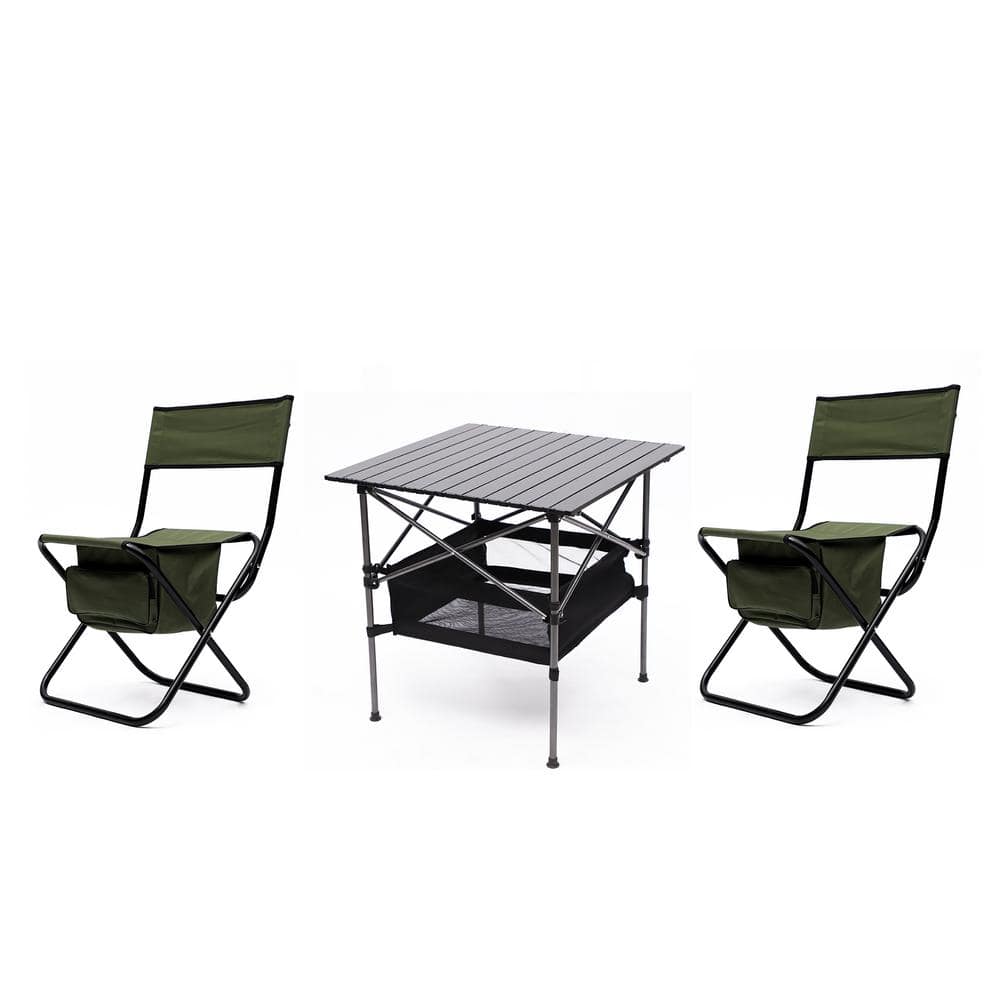 Folding Outdoor Table and Chair Set for Indoor, Outdoor Camping, Picnic, Be