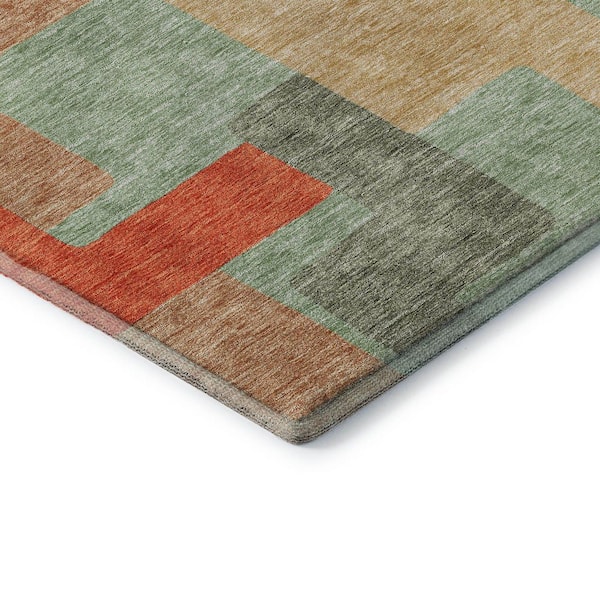 Mayfield Premium Machine Washable Abstract AMF955 Sage 5 ft. x 7 ft. 6 in. Area Rug