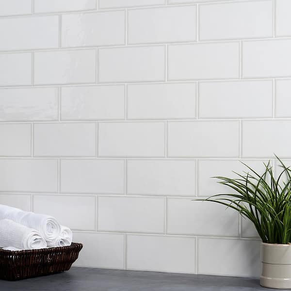 Siene 2-Tone White 5 in. x 10 in. x 9 mm ceramic wall tile (28 pieces/ 10.76 sq. ft. / case)
