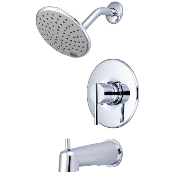 Olympia Faucets i2v 1-Handle Wall Mount Tub and Shower Trim Kit in Polished Chrome with Rain Showerhead (Valve Not Included)