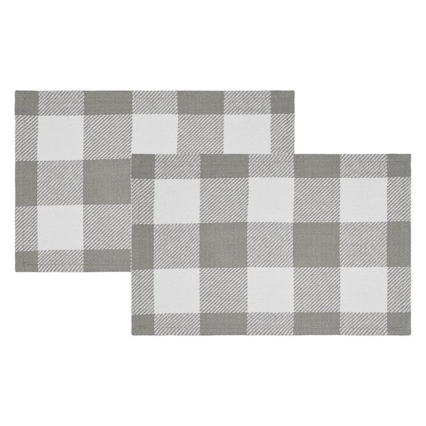 Annie 19 in. W x 13 in. H Gray Cotton Checkered Placemat (Set of 2)