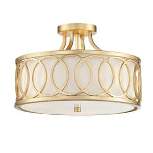 Graham 15 in 3-Light Antique Gold Flush Mount