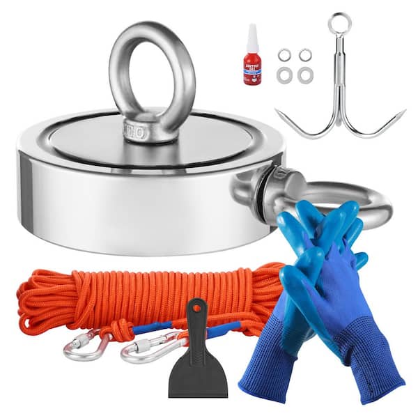 Magnet Fishing Kit, 1700 lbs. /771 kg Double-Sided Pulling Force Strong Magnet Fishing Kit, Rare Earth Neodymium