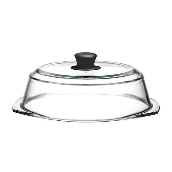 Glass Microwave Splatter Cover and Microwave Place Mat, Food Grade No Plastic Splatter Guard Lid with Handle Knob