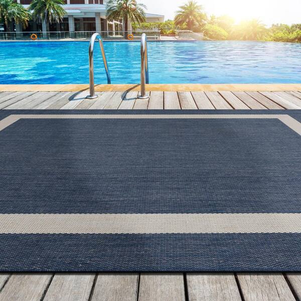 CAMILSON Spring Exotic Tropical Easy-Cleaning Non-Shedding Washable Outdoor  Indoor Area Rug Navy Blue 8x10