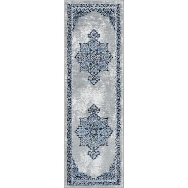 Tayse Rugs Wyatt Oriental Gray 2 ft. x 8 ft. Indoor Runner Rug