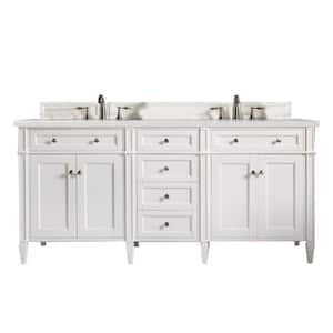 Brittany 72.0 in. W x 23.5 in. D x 34 in. H Double Bath Vanity in Bright White with Eternal Serena Quartz Top