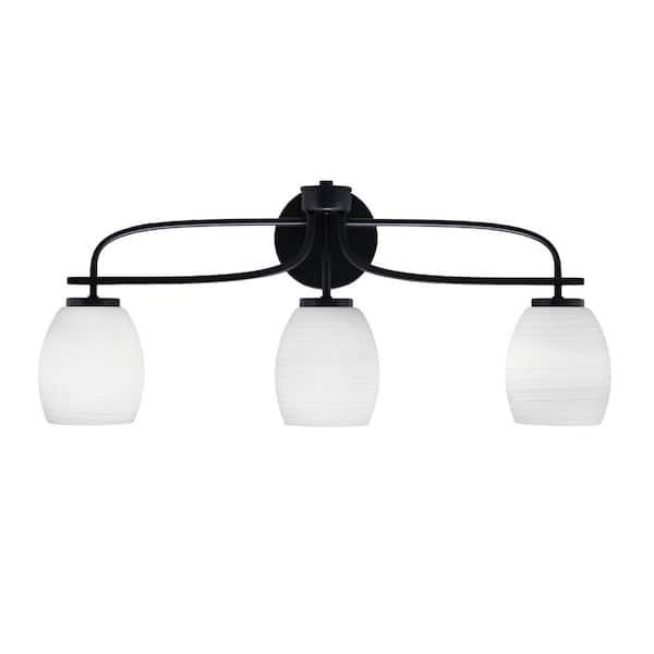 Unbranded Olympia 26.25 in. 3-Light Matte Black Vanity Light