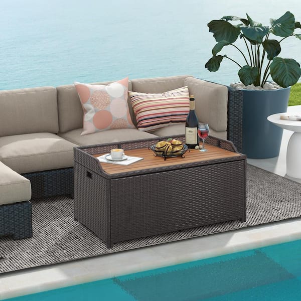 45 Gal. PE Rattan Outdoor Storage Bench