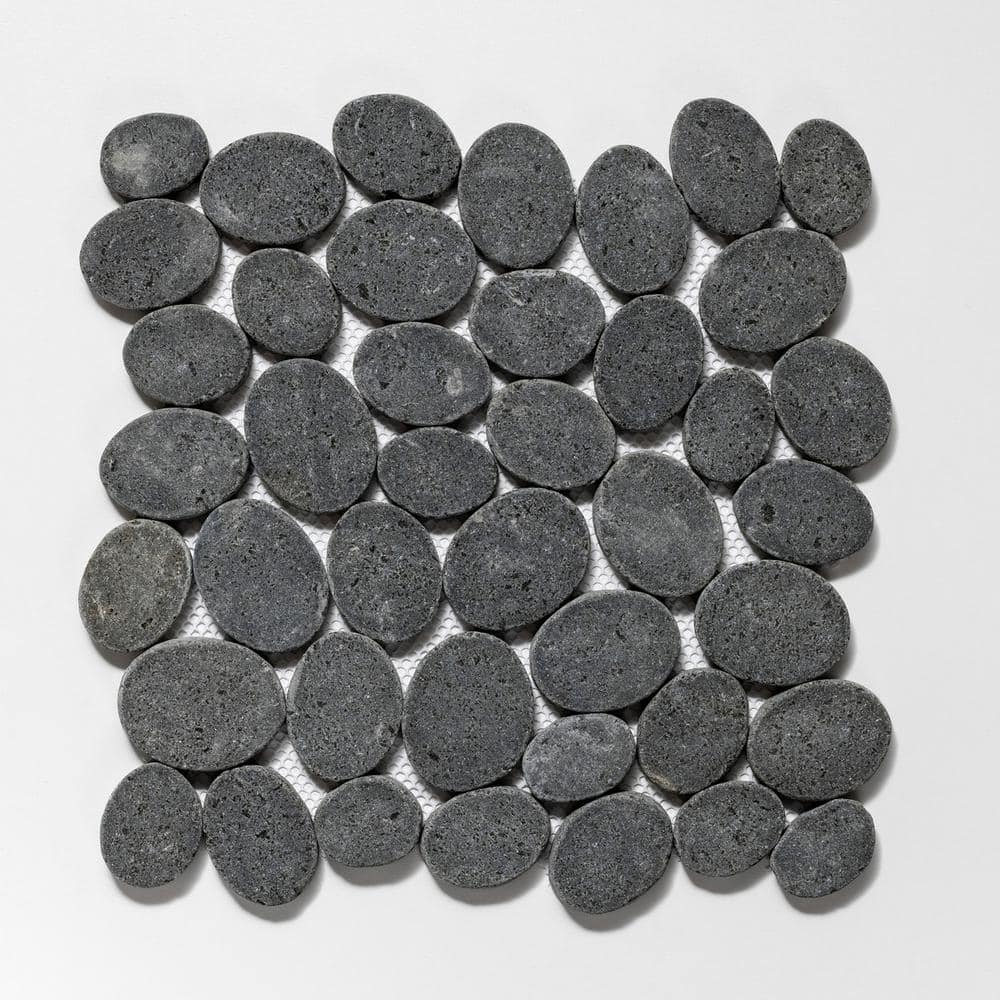 Black Tumbled Marble Pebble Mosaic Tile for Floors and Walls