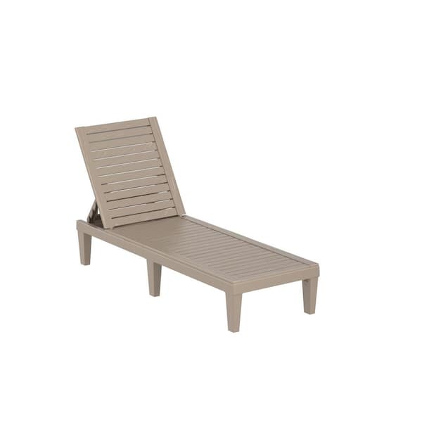 1-Piece Plastic Outdoor Chaise Lounge with 5-Level Adjustable Backrest Patio Lounge Chair Set w/440lbs. Weight Capacity