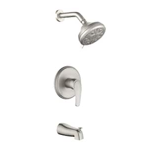 Single Handle 10-Spray Tub and Shower Faucet 1.8 GPM Brass Rain Wall Mounted Shower System Brushed Nickel Valve Included