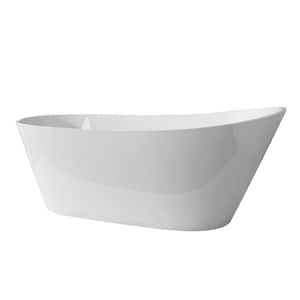 67 in.L x 29 in.W Acrylic Freestanding Oval Soaking Bathtub in White with Center Drain
