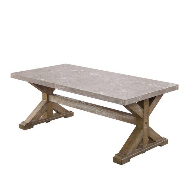 Furniture of America Landon 48 in. Natural Large Rectangle Marble Coffee Table