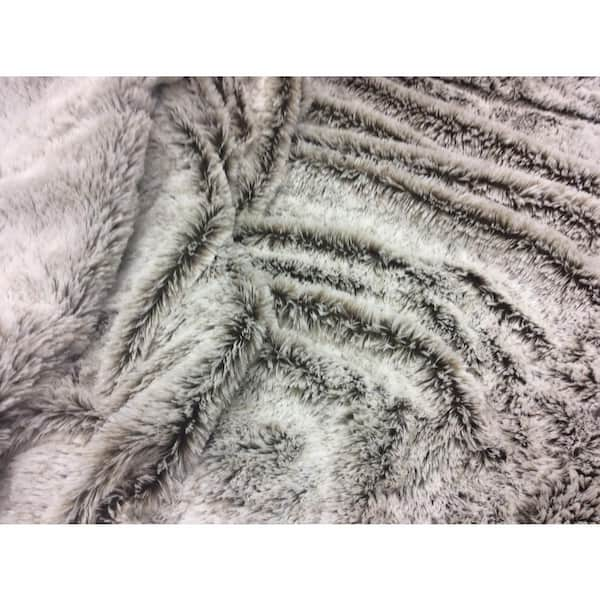 Akers Glam Faux Fur Throw Blanket by Christopher Knight Home - Gray and White