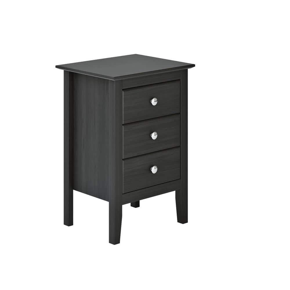 Adeptus USA Easy Pieces 3Drawer Black Nightstand 21.14 in. H x 20 in