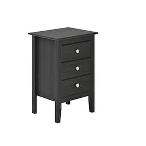 Easy Pieces 3-Drawer Black Nightstand 21.14 in. H x 20 in. W x 13.77 in. D