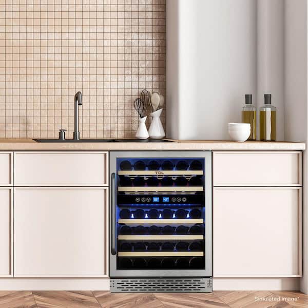 TCL Dual Zone 46-Wine Bottles Stainless Look Wine Cooler TRW46B8AS